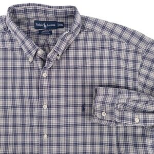 VTG Polo Ralph Lauren Greggor Men's XXL Long Sleeve Plaid Button Up Shirt Pony